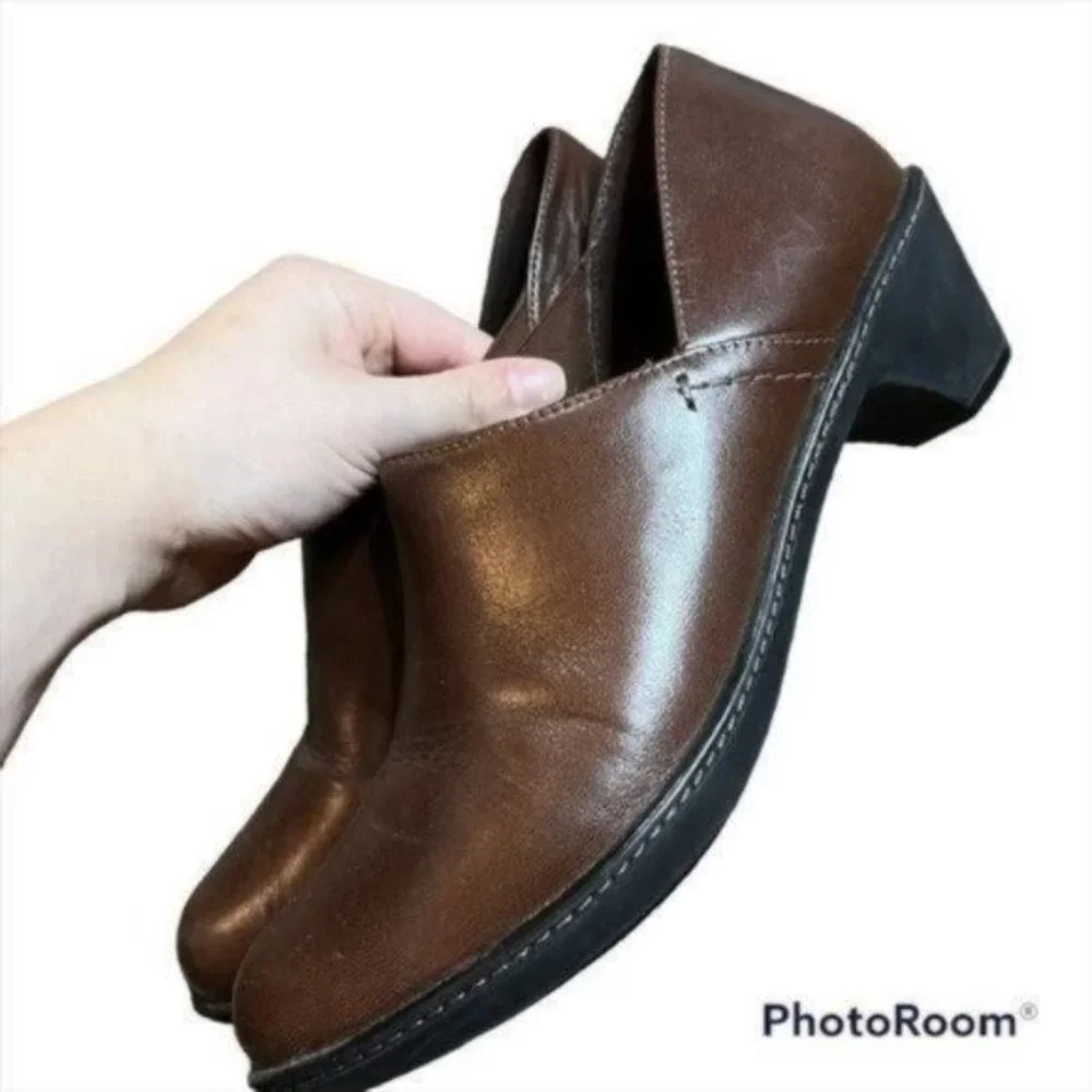 Dansko Baylee Brown Leather Slip On Clog Womens Size 38 - Picture 3 of 9